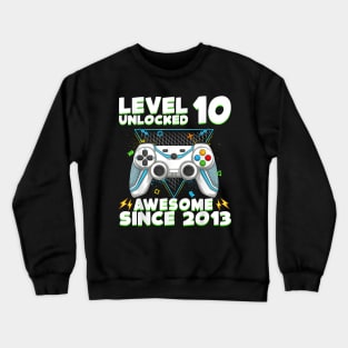 Ten 10yr BDay Son Boy Gamer 10th 10 Year Old Birthday Crewneck Sweatshirt